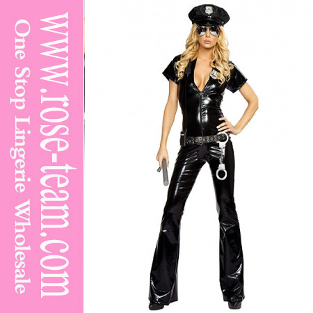 Vinyl Officer Catsuit Cop Costumes